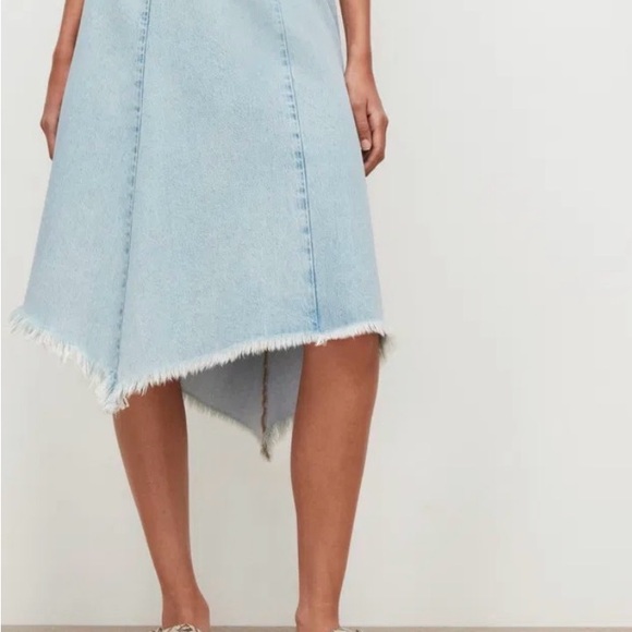 All Saints Light Blue Asymmetrical frayed hem denim skirt. Size 6 - Picture 2 of 8